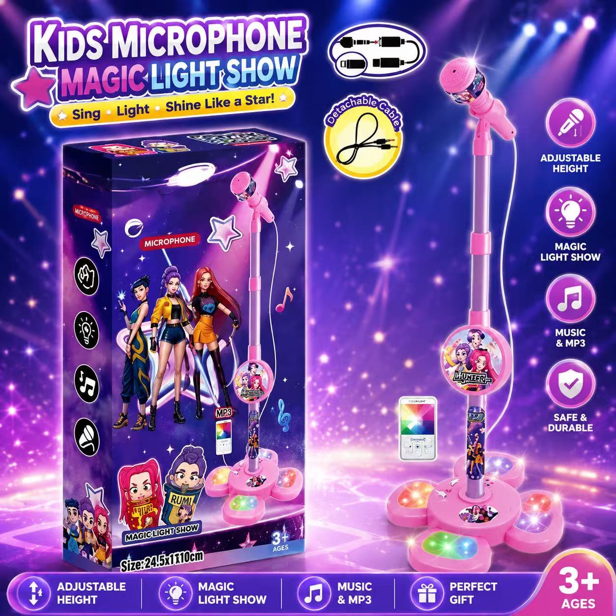 Audio Music Editing - Karaoke Microphone with Stand, Portable Music