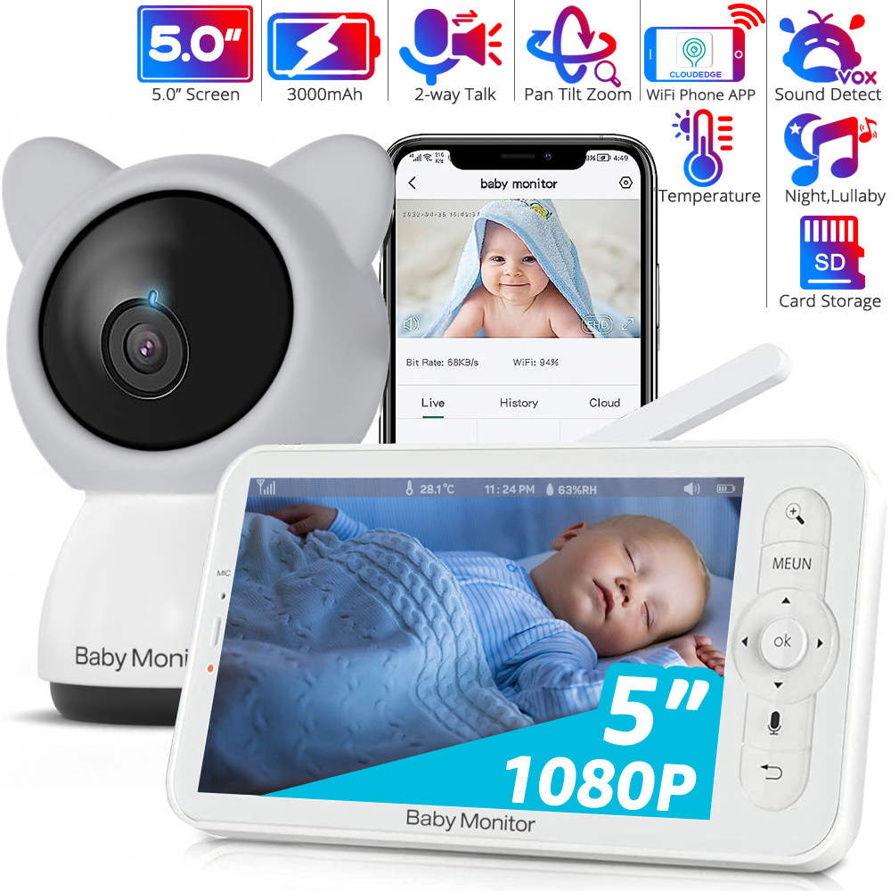 Audio Music Apps - HD WiFi Baby Monitor with APP,5-inch