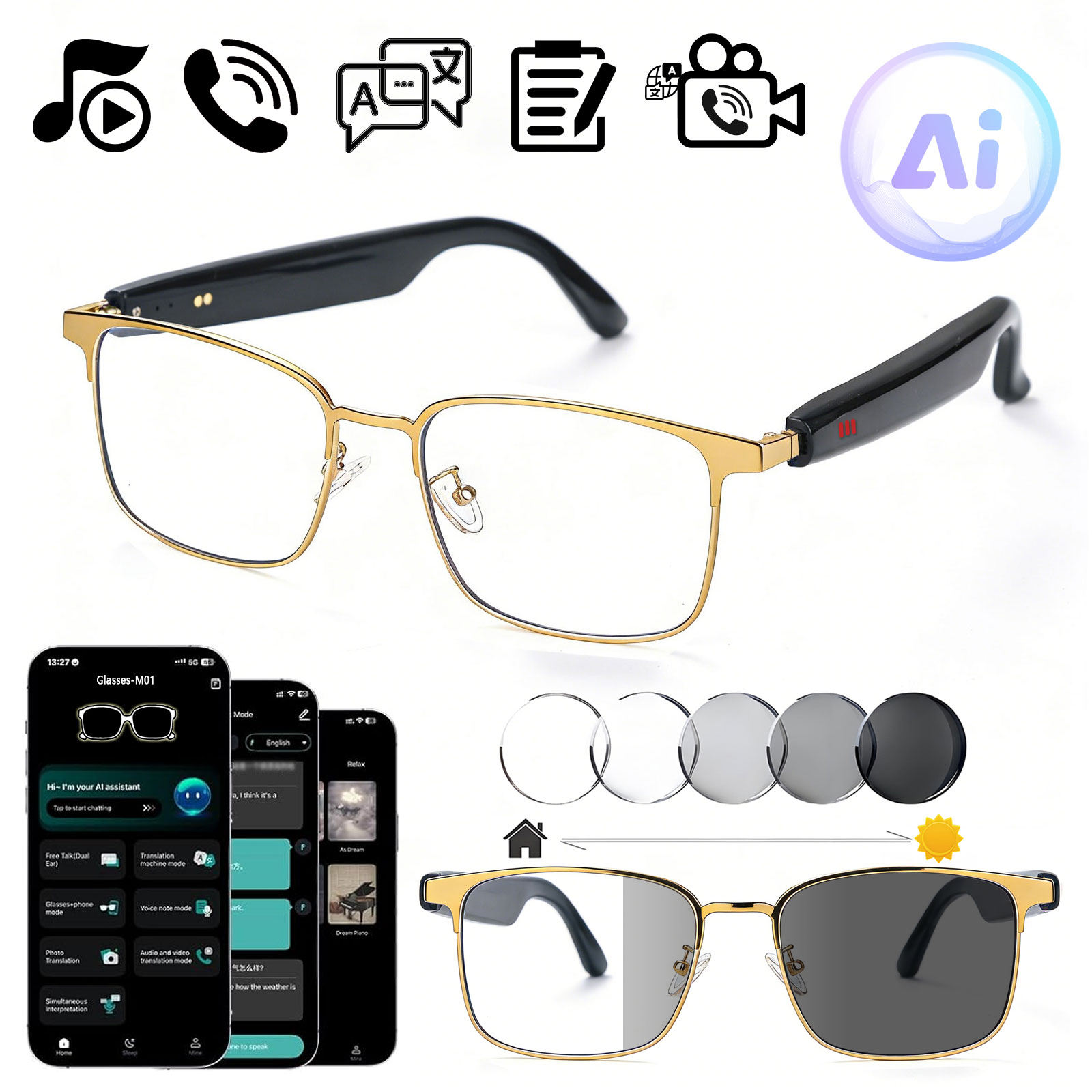 Smart Audio Glasses, Real-Time - Audio Music Apps review and price