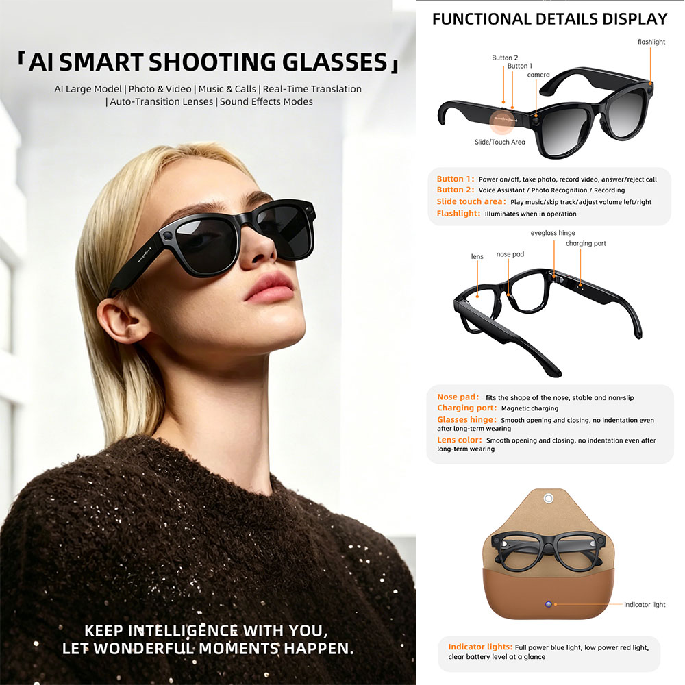2026 AI Smart Glasses with Cam - Audio Music Recognition review and price