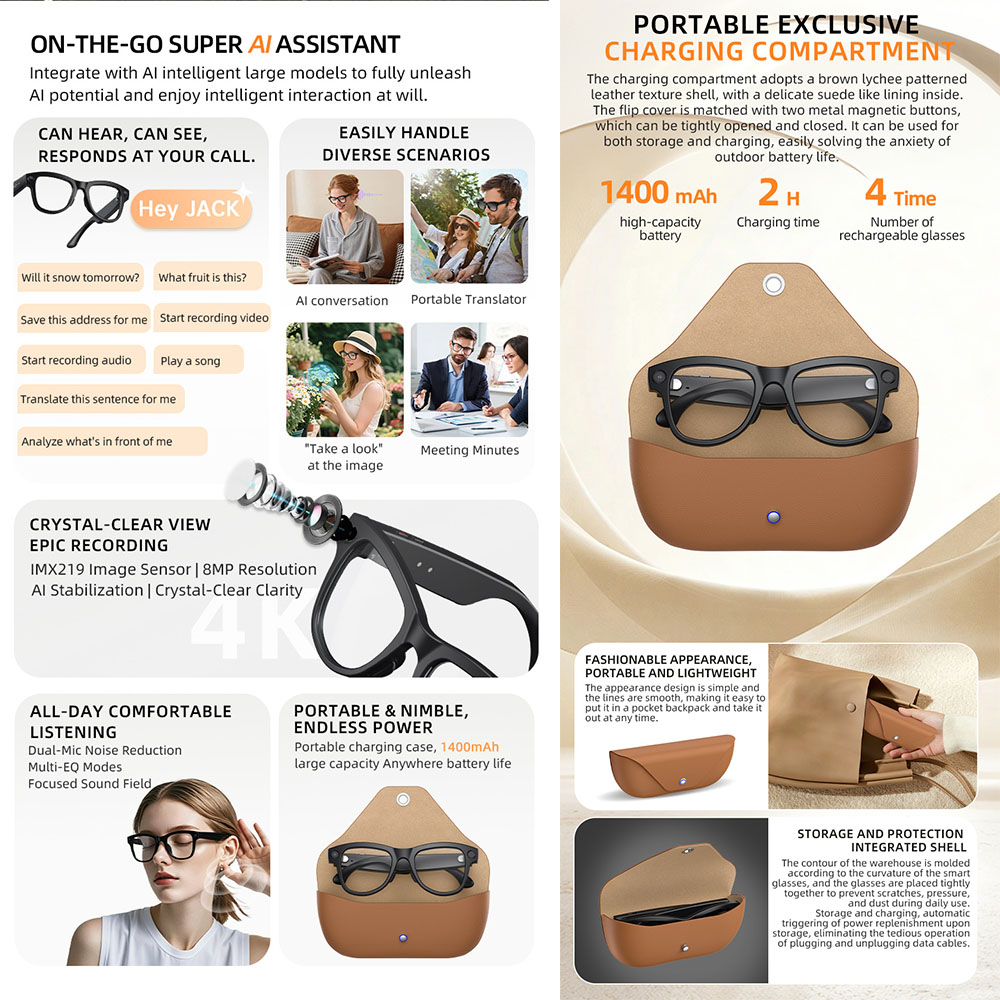 2026 AI Smart Glasses with Cam - Audio Music Recognition review and price