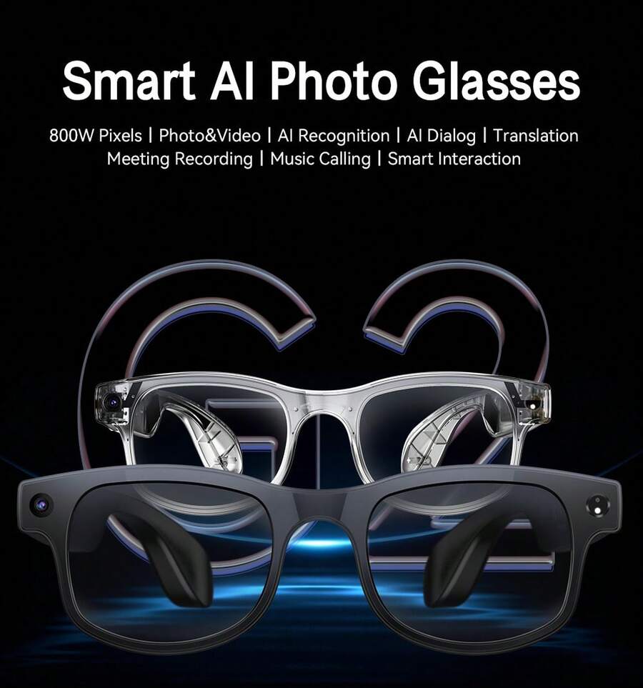 AI Smart Glasses With 8MP HD C - Audio Music Recognition review and price