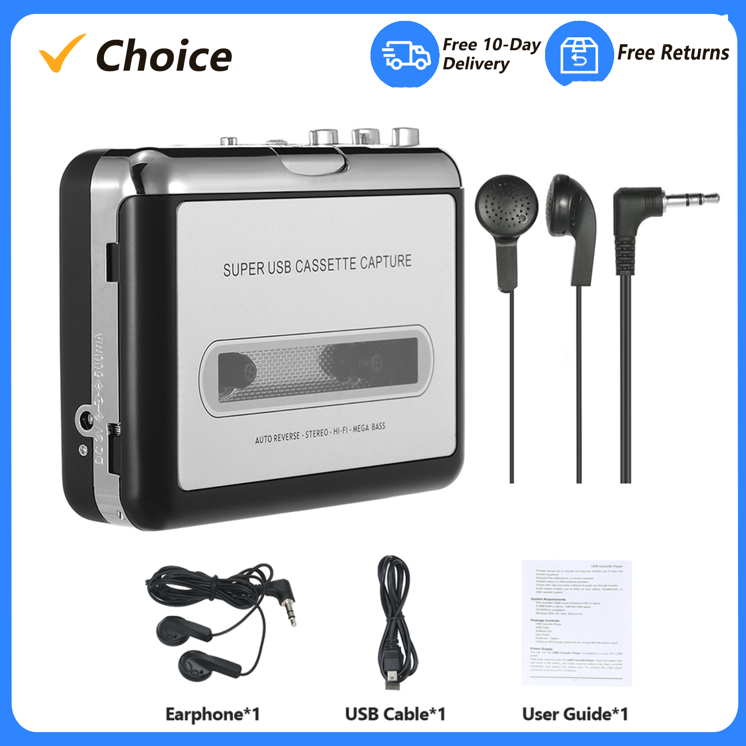 USB Cassette Capture  Cassette - Audio Music Converter To Mp3 review and price