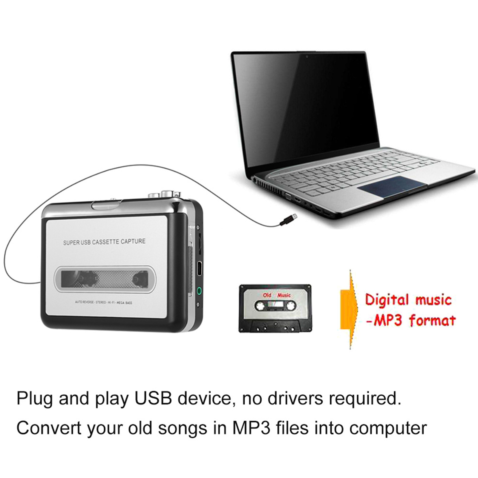USB Cassette Capture  Cassette - Audio Music Converter To Mp3 review and price